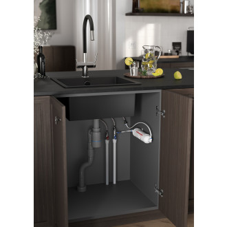 Dřezová stojánková baterie Filtrata s elast. ram,černá-chrom