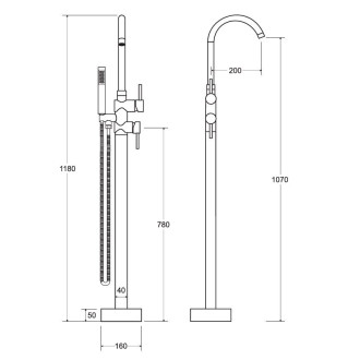 Stojánková vanová baterie ILLUSION I Zlatá broušená