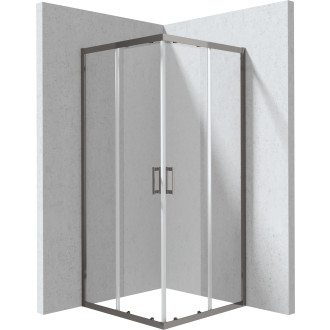 Deante Čtvercový sprchový kout Funkia Evo, titanium, čiré sklo, 80 × 80 × 195 cm KYC_D088P