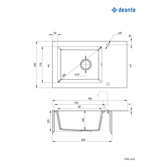 Zlewozmywak szklano-granitowy 1-komorowy z ociekaczem