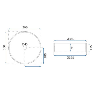 REA Umyvadlo na desku Ingrid 36 Black REA-U8520