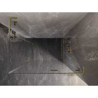 Mexen Lunar L Duo kabina prysznicowa uchylna prawa 105 x 95 cm, transparent, złota szczotkowana - 834L-105P-095L-55-00