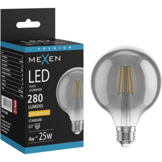 LED žárovka Mexen Vintis E27, G95, 4W, teplá - 2200K, 280 lm, kouřová - L157-E27-0422-70