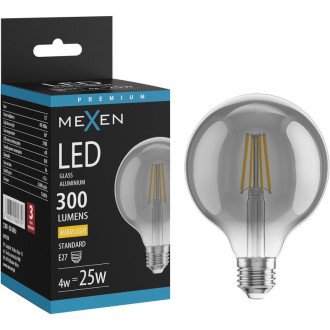 LED žárovka Mexen Vintis E27, G95, 4W, teplá - 2700K, 300 lm, kouřová - L157-E27-0427-70