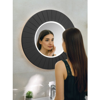 LUMIRO STRIP kulaté zrcadlo s LED osvětlením v rámu ø 75cm, carina