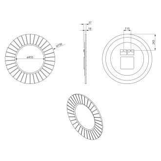 LUMIRO STRIP kulaté zrcadlo s LED osvětlením v rámu ø 75cm, agila