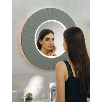 LUMIRO STRIP kulaté zrcadlo s LED osvětlením v rámu ø 75cm, verde