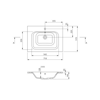 ARECA umyvadlo, litý mramor, 71x51,5cm, bílá