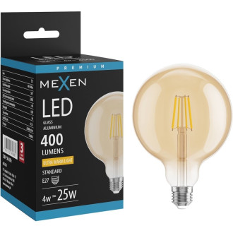 LED žárovka Mexen Vintis E27, G125, 4W, teplá - 2200K, 400 lm, jantarová - L158-E27-0422-50