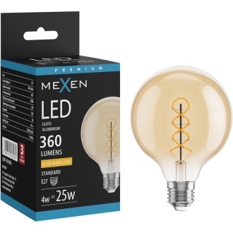LED žárovka Mexen Vintis se spirálovým vláknem E27, G95, 4W, teplá - 2200K, 360 lm, jantarová - L167-E27-0422-50