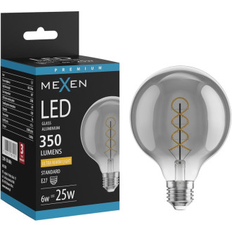 LED žárovka Mexen Vintis se spirálovým vláknem E27, G95, 6W, teplá - 2200K, 350 lm, kouřová - L167-E27-0622-70