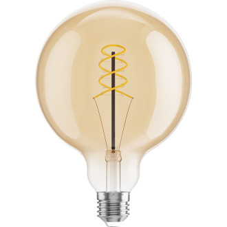 LED žárovka Mexen Vintis se spirálovým vláknem E27, G125, 6W, teplá - 2200K, 530 lm, jantarová - L168-E27-0622-50