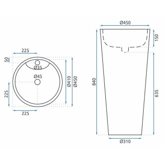 Volně stojící umyvadlo REA Anya Savana Matt