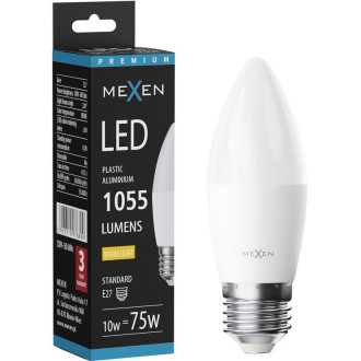 LED žárovka Mexen Nova E27, C37, 10W, teplá - 3000K, 1055 lm - L102-E27-1030-01