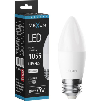 LED žárovka Mexen Nova E27, C37, 10W, neutrální - 4000K, 1055 lm - L102-E27-1040-01