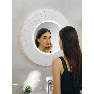 LUMIRO STRIP kulaté zrcadlo s LED osvětlením v rámu ø 90cm, bílá mat