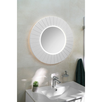 LUMIRO STRIP kulaté zrcadlo s LED osvětlením v rámu ø 90cm, bílá mat