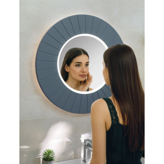LUMIRO STRIP kulaté zrcadlo s LED osvětlením v rámu ø 90cm, siena