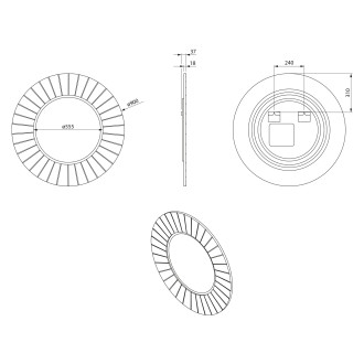LUMIRO STRIP kulaté zrcadlo s LED osvětlením v rámu ø 90cm, agila
