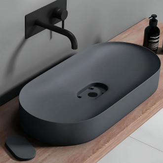 REA Iris umyvadlo na desku - konglomerát, 71cm, šedá matná  REA-U4306