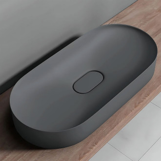 REA Iris umyvadlo na desku - konglomerát, 71cm, šedá matná  REA-U4306