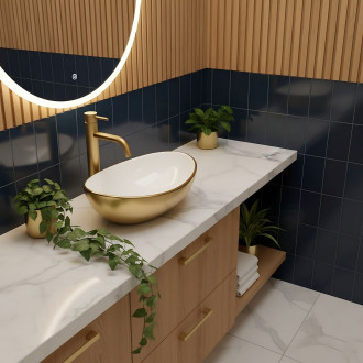 Umyvadlo na desku Basaro Sofia - Bílozlaté