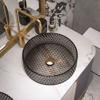 Rea Umyvadlo na desku Rea Cristal Grey 39 nikiel brush ring REA-U8880