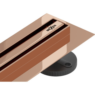 Mexen Flat 360° Slim lineární otočný odtok 150 cm, růžové zlato - 1641150