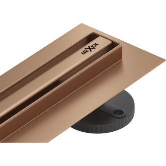 Mexen Flat 360° Slim lineární otočný odtok 50 cm, kartáčovaná měď - 1C41050