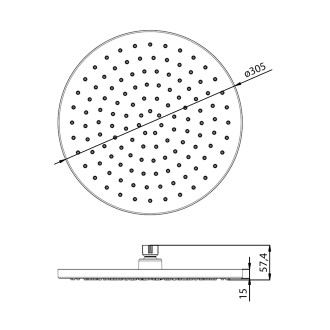 Hlavová sprcha, průměr 300 mm, ABS/černá mat