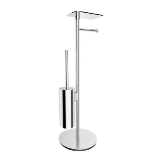 Omnires MODERN PROJECT stojan na toaletní papír a WC štětku s policí, chrom lesk MP60820CR