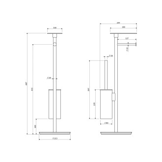 MODERN PROJECT stojak na papier i szczotkę toaletową z półką, mosiądz szczotkowany