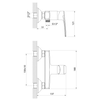 KORANA nástěnná sprchová baterie, černá mat