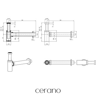CERANO - Sifon umyvadlový - 5/4" - plast - DN40/300mm - chrom
