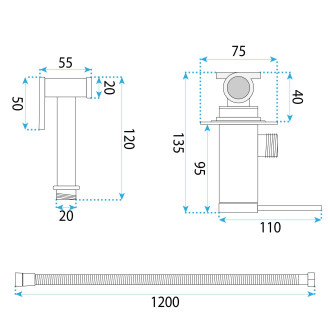 Podomítková bidetová baterie Foss Clif Brush Copper