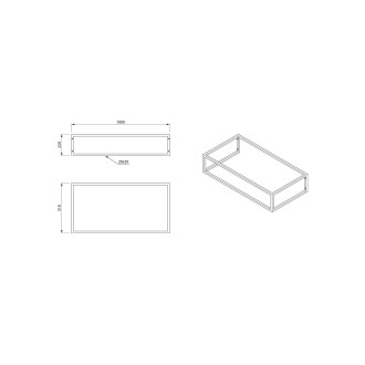 SKA konzole pod umyvadlo/desku 100x22x51cm, černá mat
