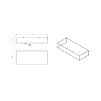 SKA konzole pod umyvadlo/desku 119,7x22x51cm, černá mat