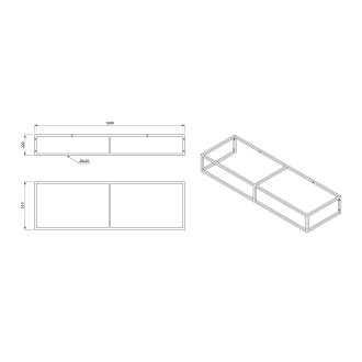 SKA konzole pod umyvadlo/desku 160x22x51cm, černá mat