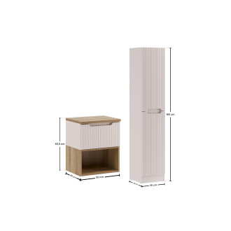 Comad SET-NOC B OAK 50CM 1S LR HCLB Koupelnová sestava 50 cm s deskou a vysokou skříňkou