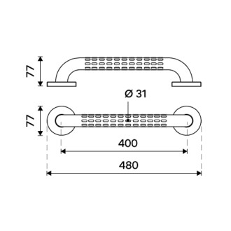 Černé nerezové madlo rovné 400 mm