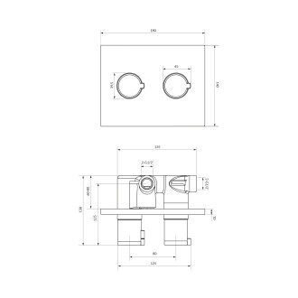 Y termostatyczna bateria prysznicowo-wannowa podtynkowa, chrom