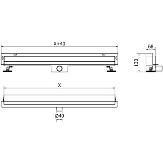 Mexen Flat Wall odpływ liniowy ścienny 2w1 70 cm, gun gray szczotkowany - 1E30070