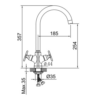XELLA stojánková dřezová baterie, gun metal