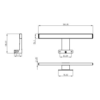 SERAPA LED svítidlo 5W, 230V, 300x40x100mm, IP44, plast, černá mat