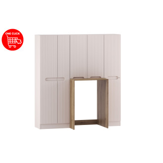 Zestaw meblowy do pralni z obudową na pralkę i szafkami wysokimi