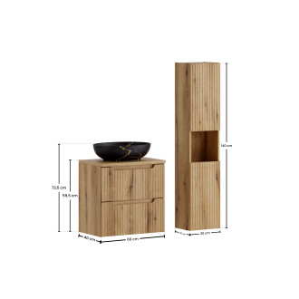 Zestaw meblowy 60cm z blatem, umywalką nablatową Mona i szafką wysoką