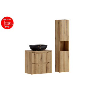 Zestaw meblowy 60cm z blatem, umywalką nablatową Mona i szafką wysoką