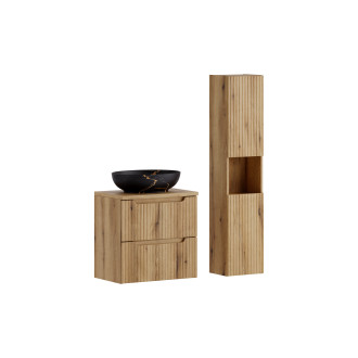 Zestaw meblowy 60cm z blatem, umywalką nablatową Mona i szafką wysoką