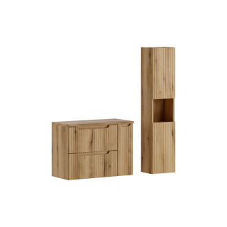 Comad SET-NOCE B NAT OAK 80CM S HC Koupelnová sestava 80 cm s deskou a vysokou skříňkou