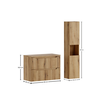 Comad SET-NOCE B OAK 80CM S HC Koupelnová sestava 80 cm s deskou a vysokou skříňkou